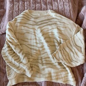 Elegant Cream Zebra Pattern Sweater